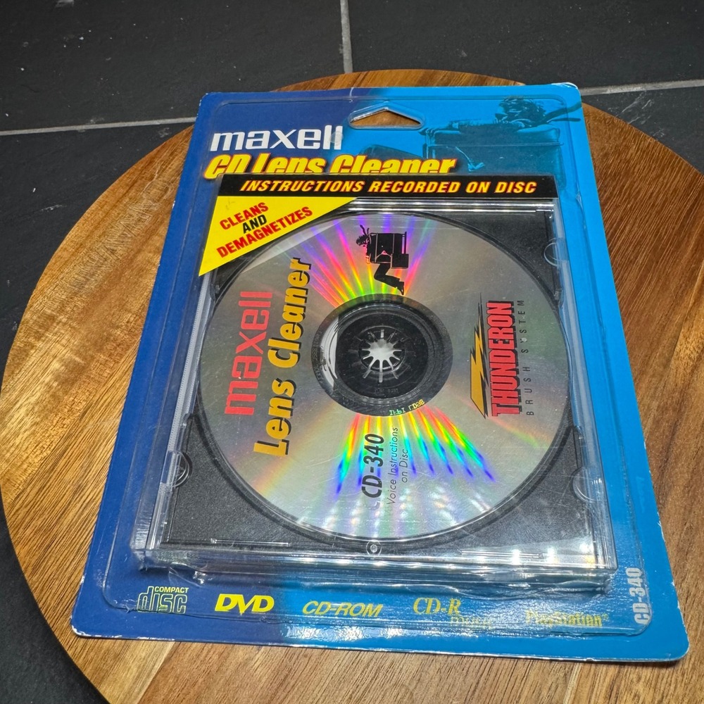 Maxell CD-340 CD Lens Cleaner Thunderon Brush System for DVD CD-ROM PlayStation
